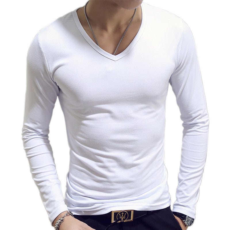 Slim - Fit Solid Color Round Neck Pullover Men's - AmiraMart