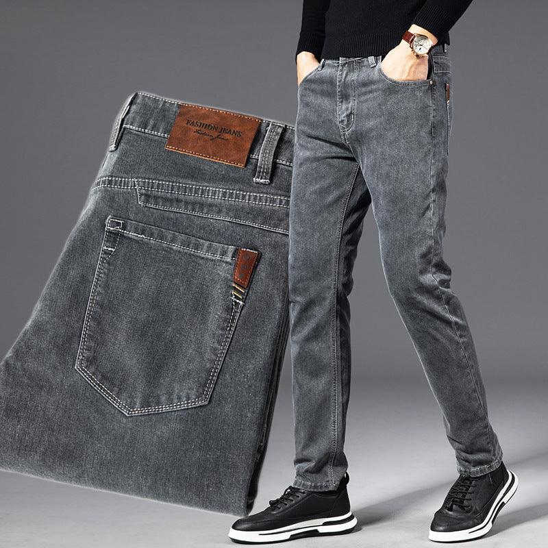 Smoky Gray Jeans Men's Loose Straight - AmiraMart