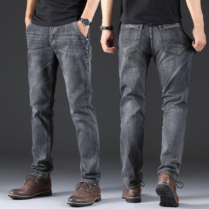 Smoky Gray Jeans Men's Loose Straight - AmiraMart