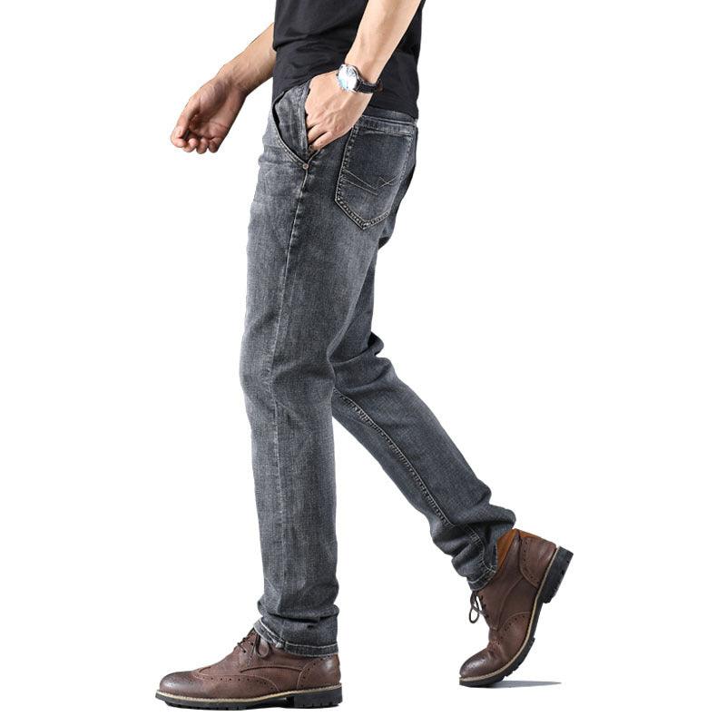 Smoky Gray Jeans Men's Loose Straight - AmiraMart