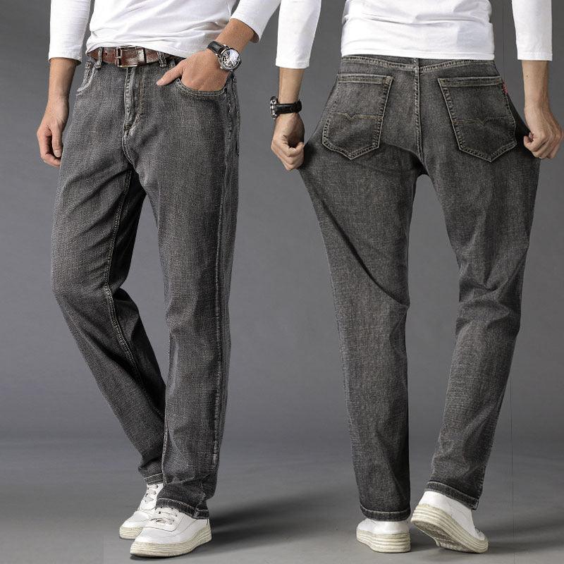 Smoky Gray Jeans Men's Loose Straight - AmiraMart