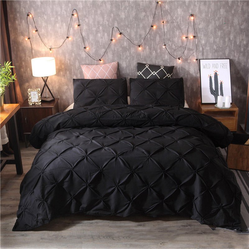 Solid Color 4 - Piece Bedding Set - 3D Quilt Cover & Pillowcases - AmiraMart