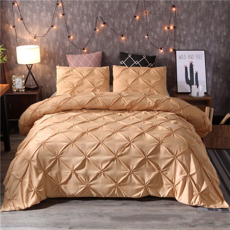 Solid Color 4 - Piece Bedding Set - 3D Quilt Cover & Pillowcases - AmiraMart