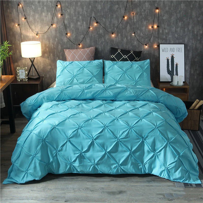 Solid Color 4 - Piece Bedding Set - 3D Quilt Cover & Pillowcases - AmiraMart