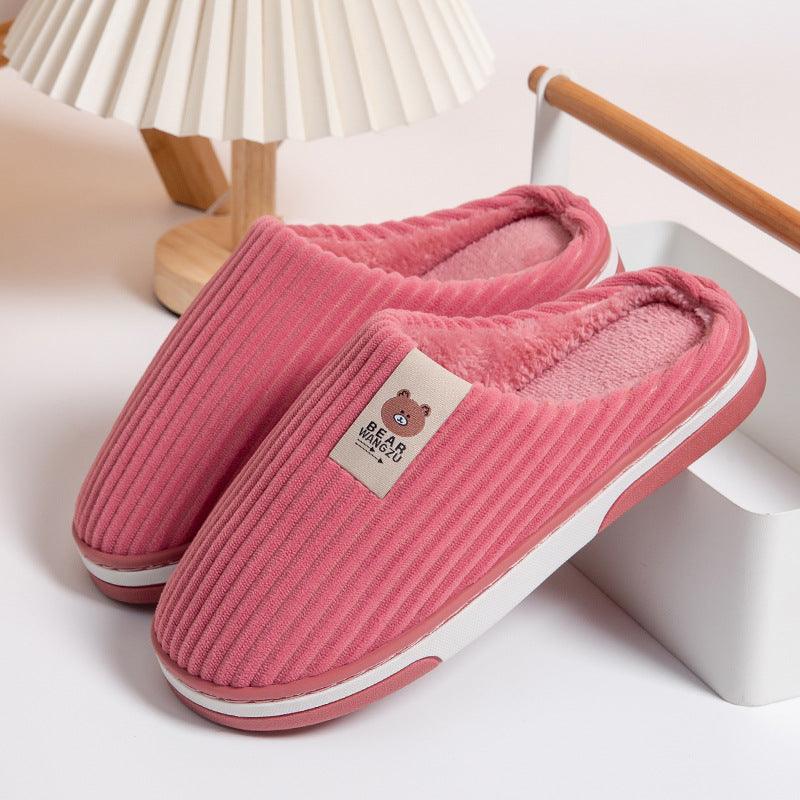 Solid Color Striped Slippers For Women - AmiraMart