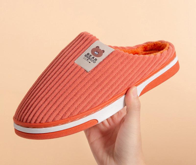 Solid Color Striped Slippers For Women - AmiraMart