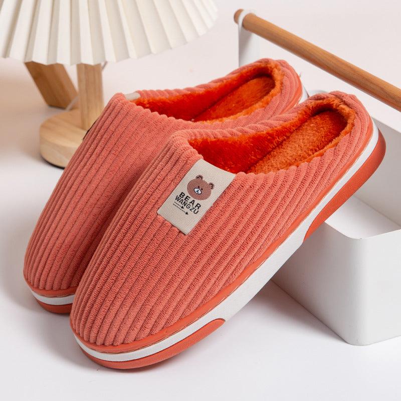 Solid Color Striped Slippers For Women - AmiraMart
