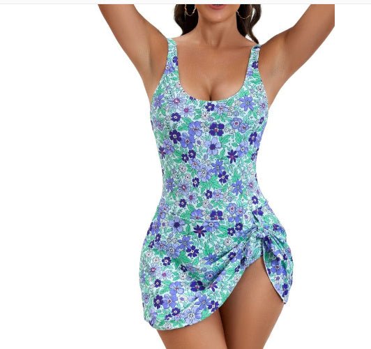 Sports Style One - Piece Swimsuit Skirt - AmiraMart