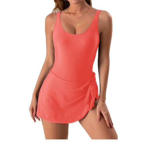 Sports Style One - Piece Swimsuit Skirt - AmiraMart