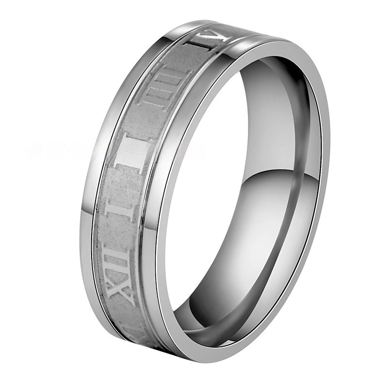 Stainless Steel Roman Numeral Ring | Straight Edge Design - AmiraMart