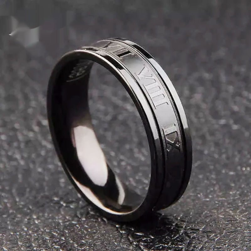 Stainless Steel Roman Numeral Ring | Straight Edge Design - AmiraMart