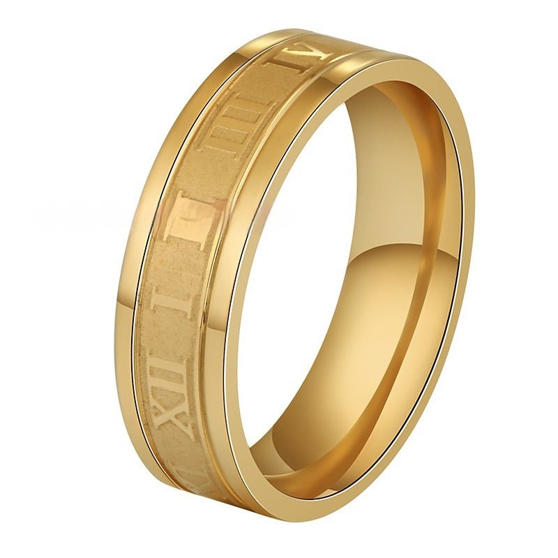 Stainless Steel Roman Numeral Ring | Straight Edge Design - AmiraMart