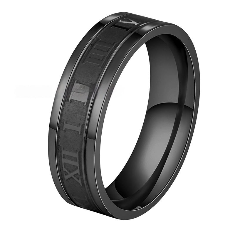 Stainless Steel Roman Numeral Ring | Straight Edge Design - AmiraMart