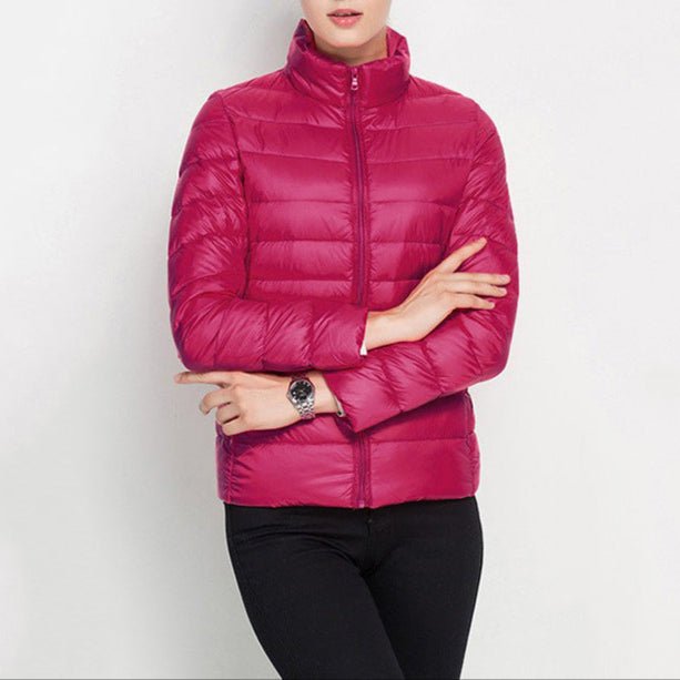 Standing Collar Slim Down Jacket - AmiraMart
