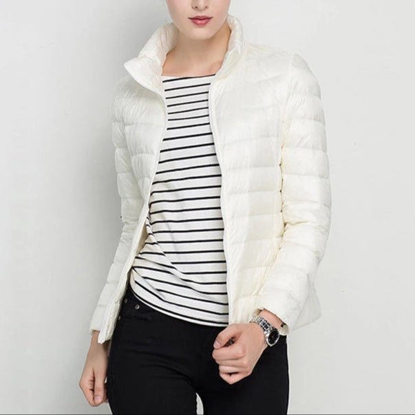 Standing Collar Slim Down Jacket - AmiraMart