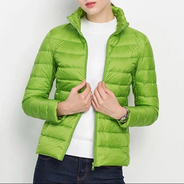 Standing Collar Slim Down Jacket - AmiraMart