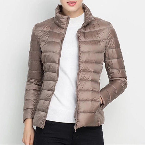 Standing Collar Slim Down Jacket - AmiraMart
