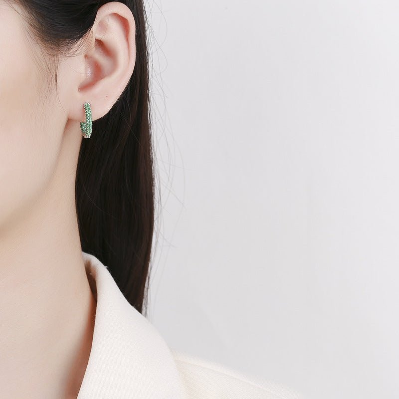 Sterling Silver 925 C - Shaped Earrings - AmiraMart