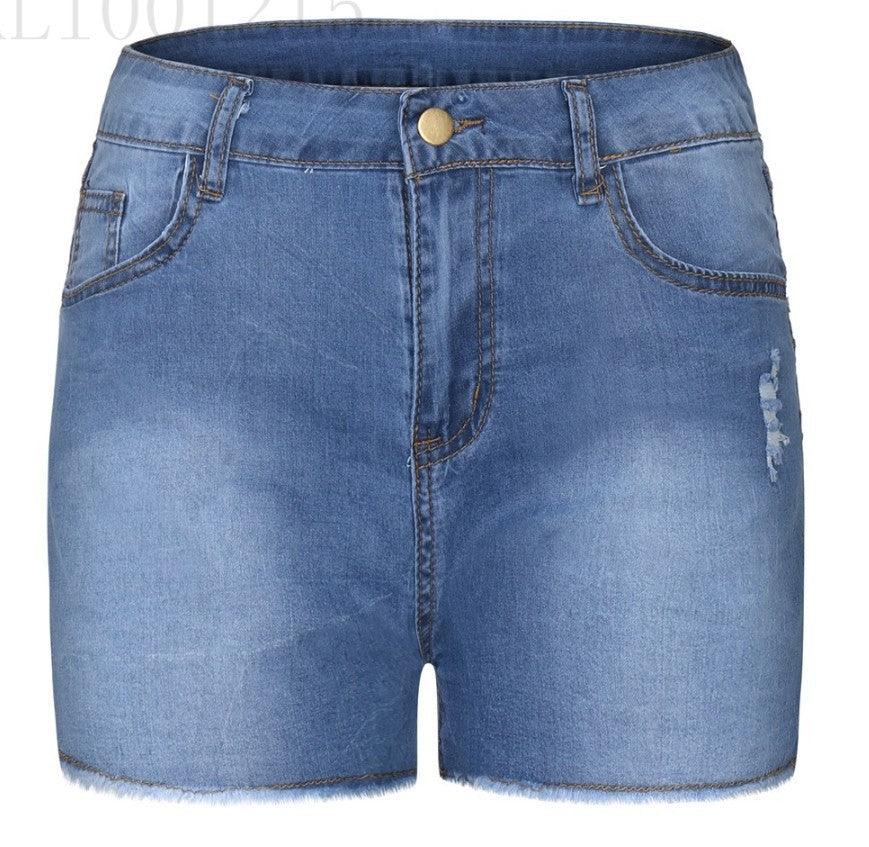 Stretch Slim Fit Ripped Tassel Denim Shorts For Women - AmiraMart