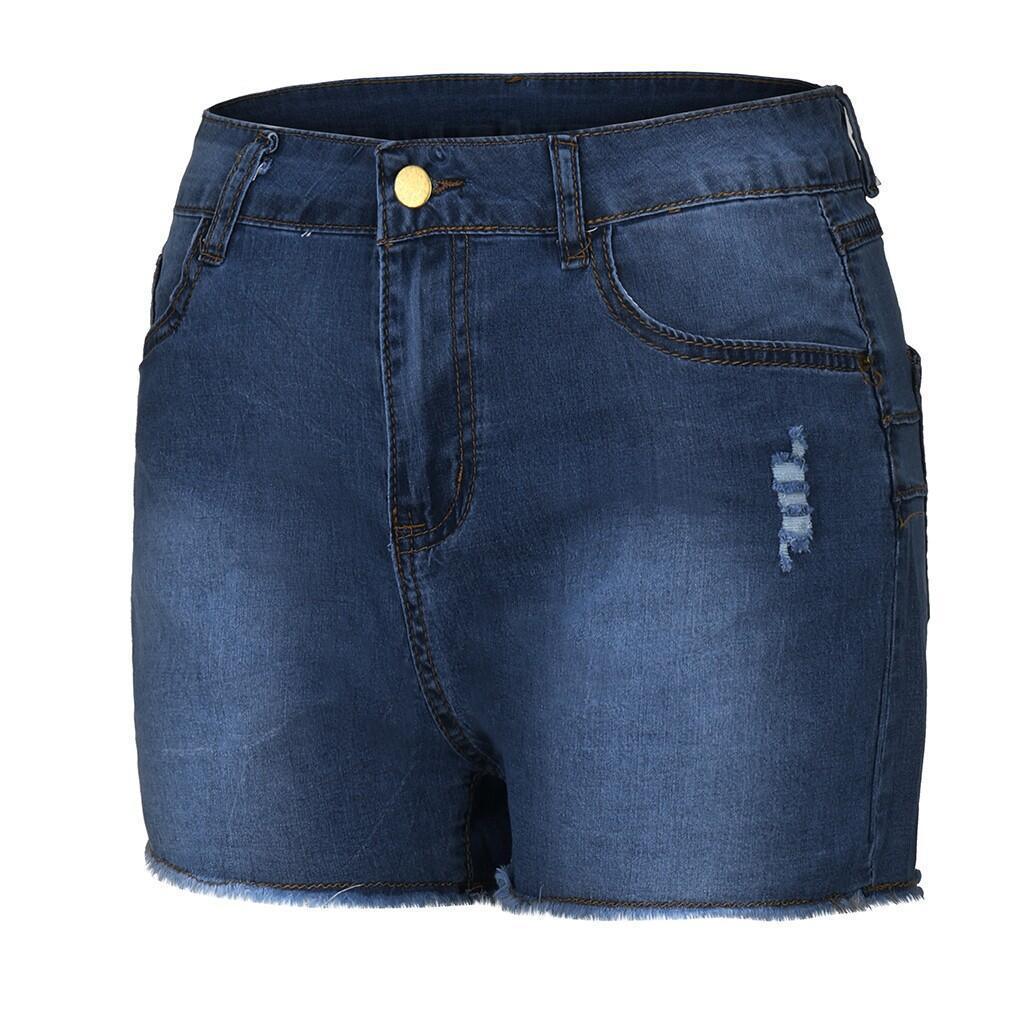 Stretch Slim Fit Ripped Tassel Denim Shorts For Women - AmiraMart