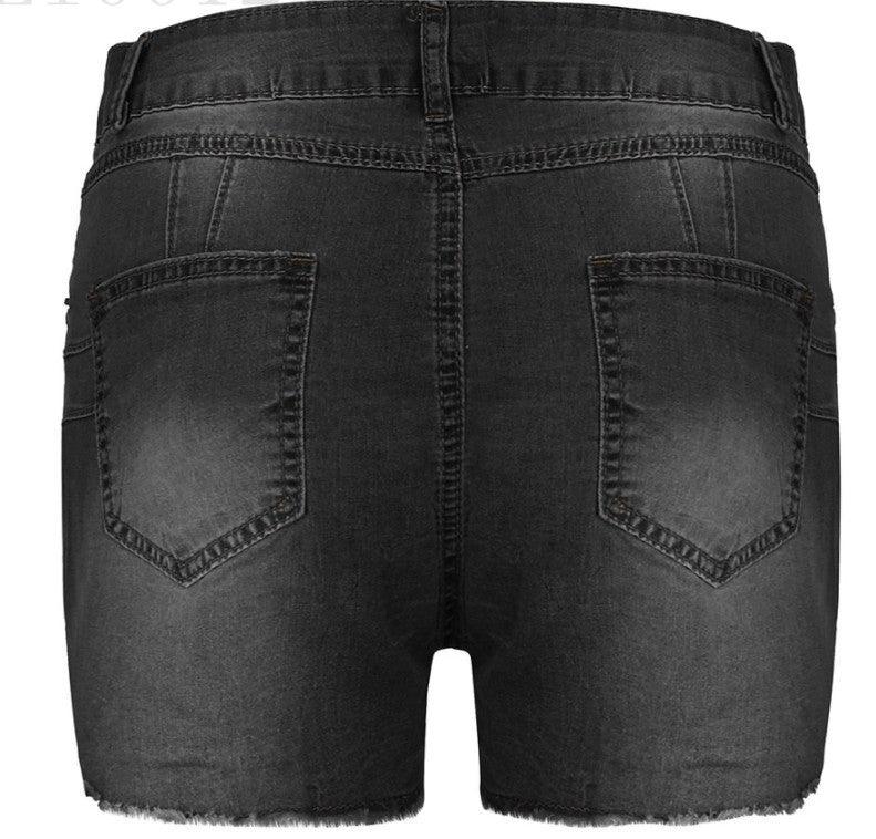 Stretch Slim Fit Ripped Tassel Denim Shorts For Women - AmiraMart