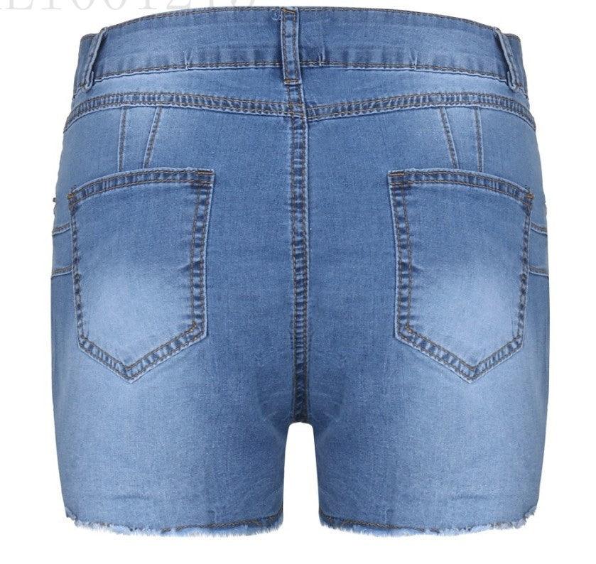 Stretch Slim Fit Ripped Tassel Denim Shorts For Women - AmiraMart