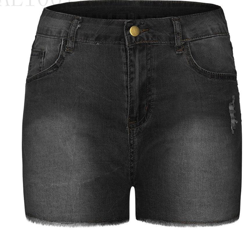 Stretch Slim Fit Ripped Tassel Denim Shorts For Women - AmiraMart