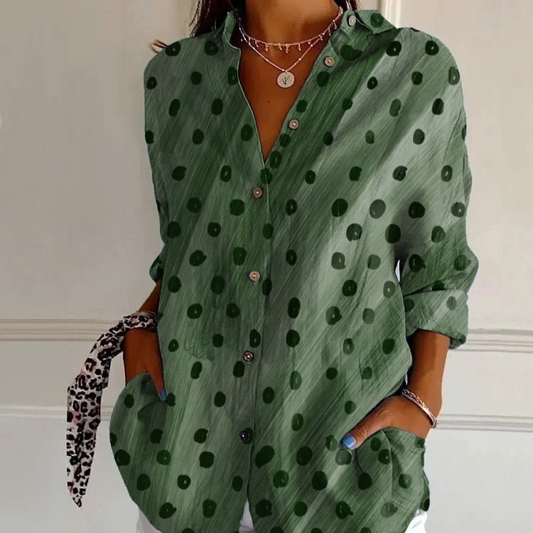 Striped Long - sleeved Shirt Women's Rainbow Cardigan Contrast Color Coat Lapel - AmiraMart