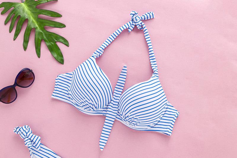 Striped printed underwire large size split swimsuit - AmiraMart