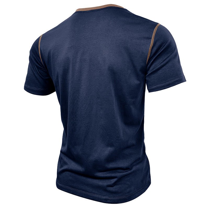 Summer Button V - neck T-shirt - AmiraMart