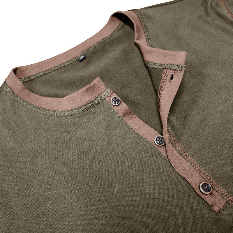 Summer Button V - neck T-shirt - AmiraMart