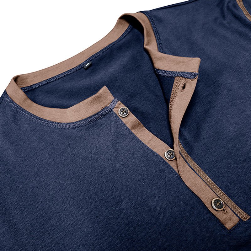 Summer Button V - neck T-shirt - AmiraMart