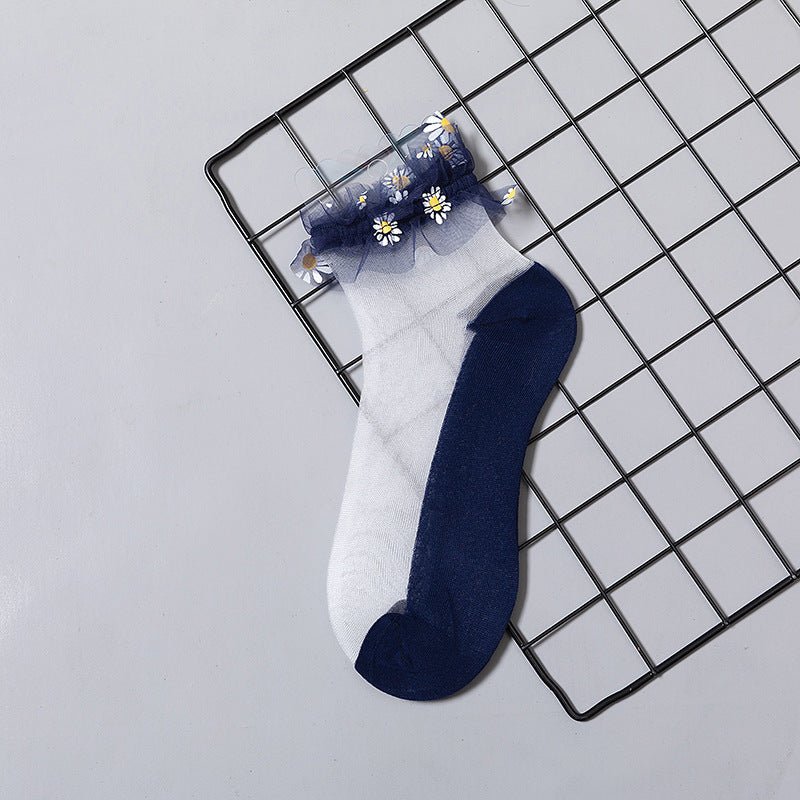 Summer Mesh Daisy Glass Stockings - AmiraMart