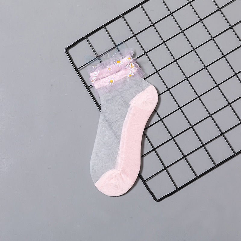 Summer Mesh Daisy Glass Stockings - AmiraMart