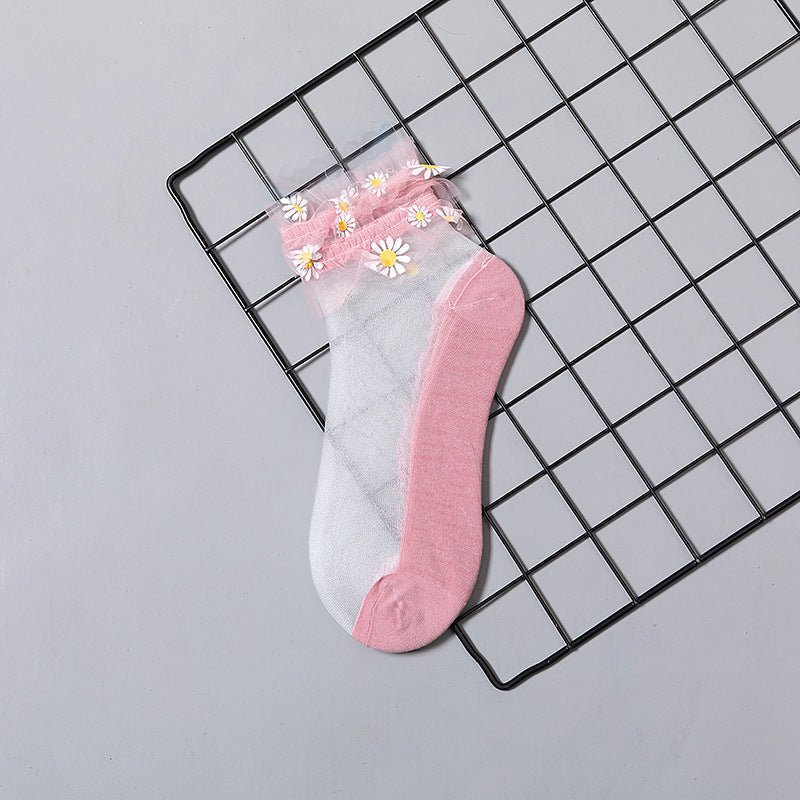 Summer Mesh Daisy Glass Stockings - AmiraMart