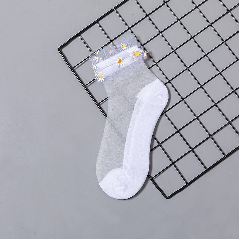 Summer Mesh Daisy Glass Stockings - AmiraMart