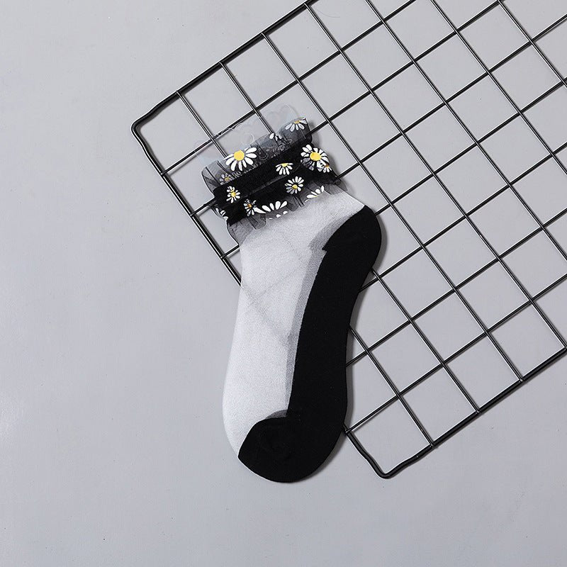 Summer Mesh Daisy Glass Stockings - AmiraMart