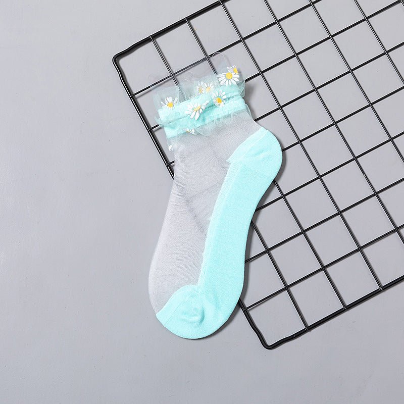Summer Mesh Daisy Glass Stockings - AmiraMart