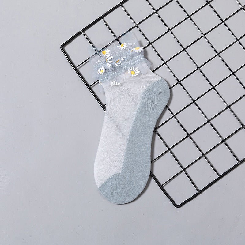 Summer Mesh Daisy Glass Stockings - AmiraMart