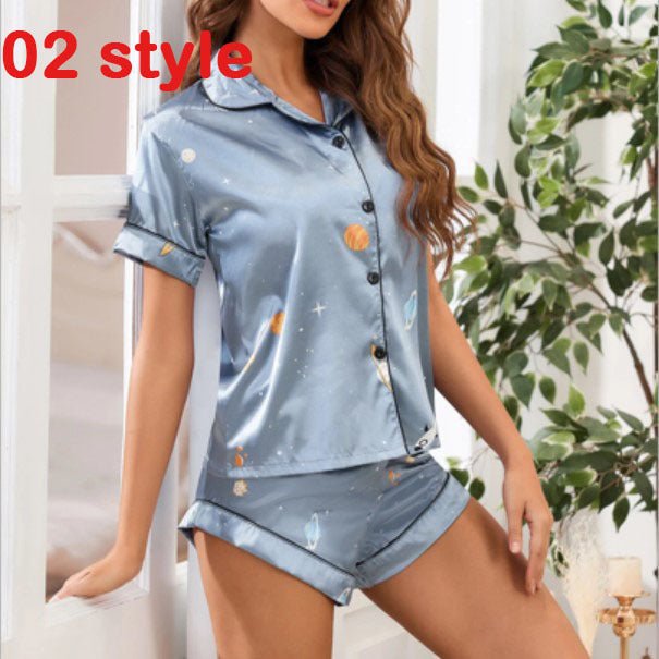 Print V - Neck Stretch Lingerie Female Sleepwear - AmiraMart