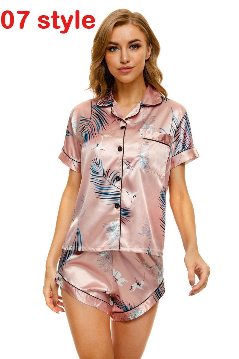 Print V - Neck Stretch Lingerie Female Sleepwear - AmiraMart