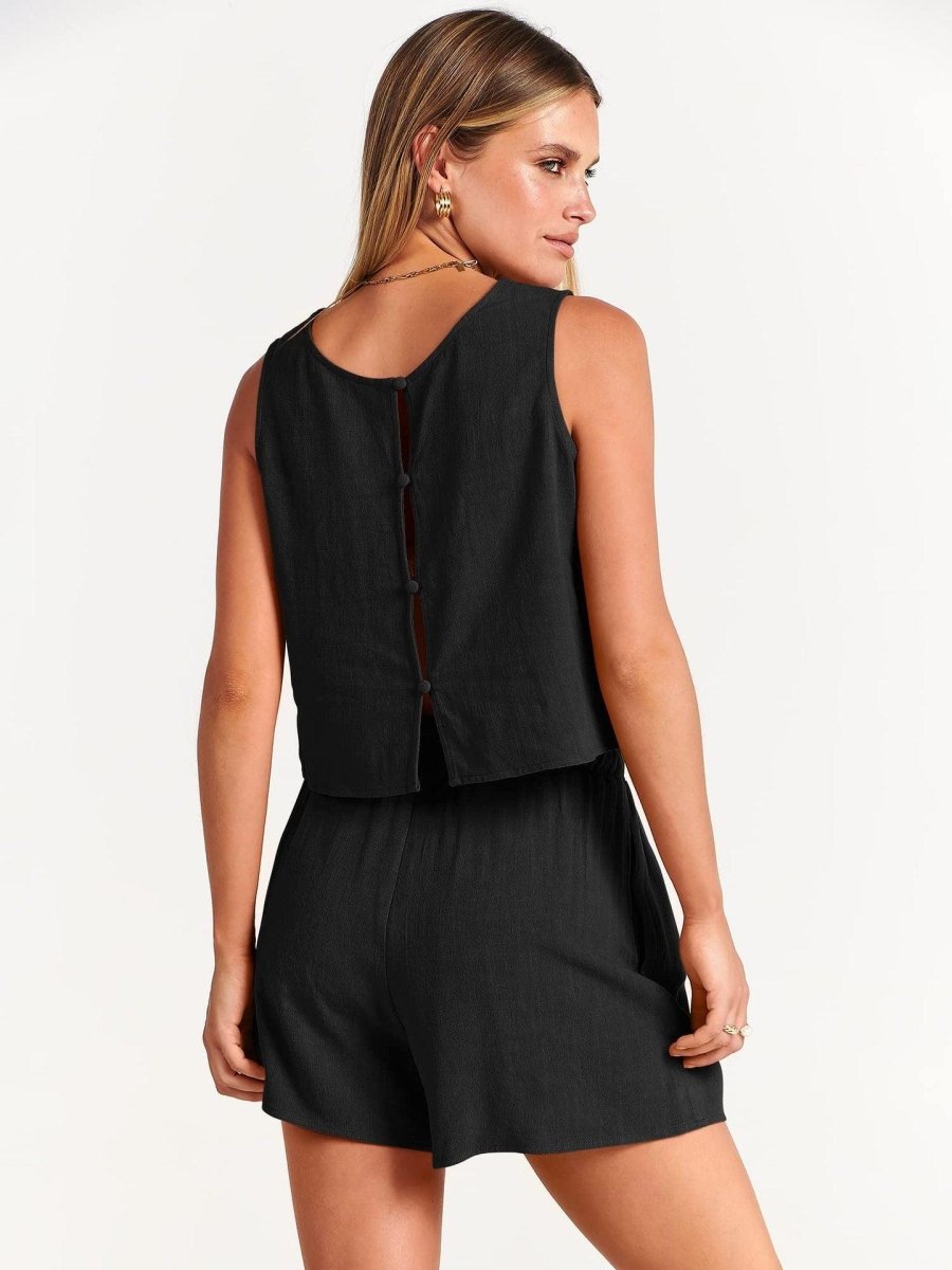Summer Sleeveless Tops And Drawstring Shorts Fashion Suit - AmiraMart