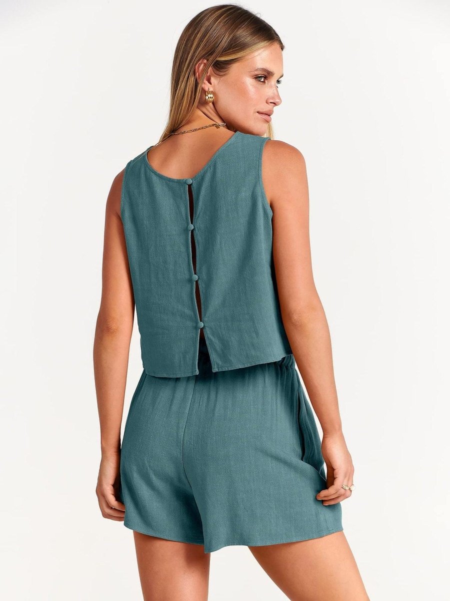 Summer Sleeveless Tops And Drawstring Shorts Fashion Suit - AmiraMart