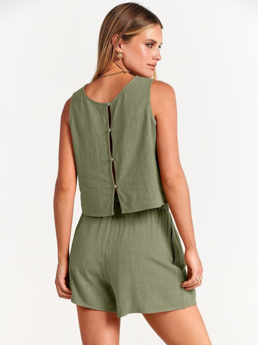 Summer Sleeveless Tops And Drawstring Shorts Fashion Suit - AmiraMart