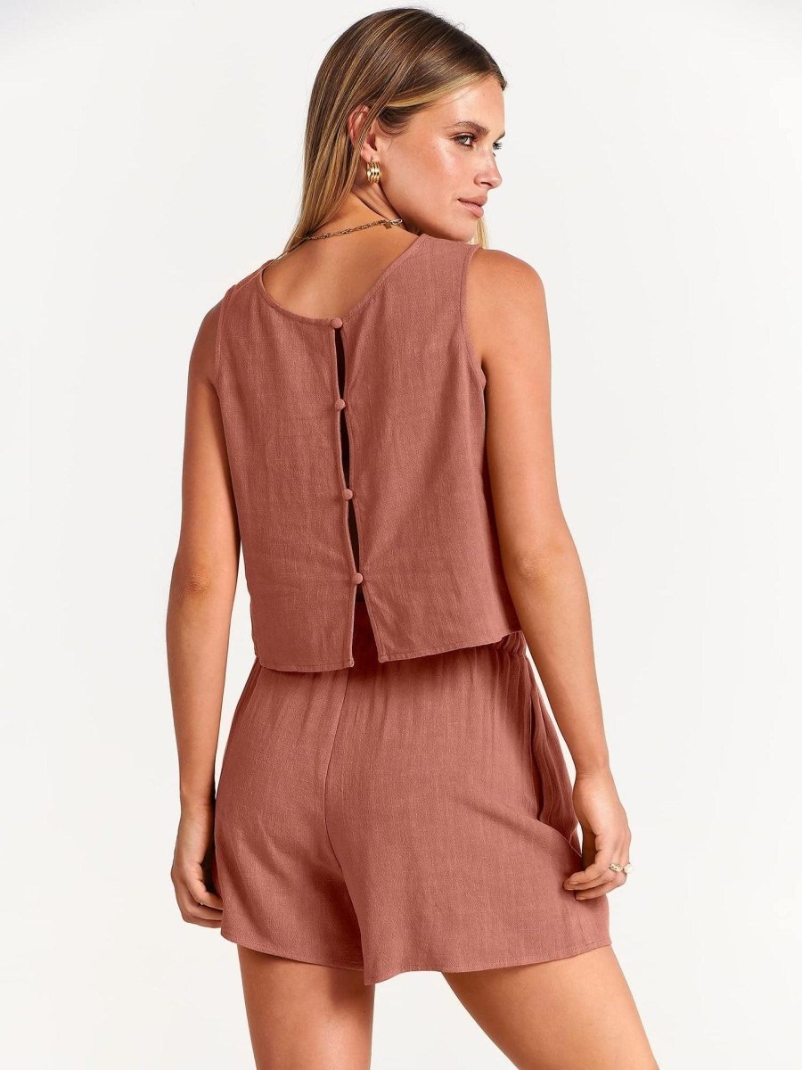 Summer Sleeveless Tops And Drawstring Shorts Fashion Suit - AmiraMart