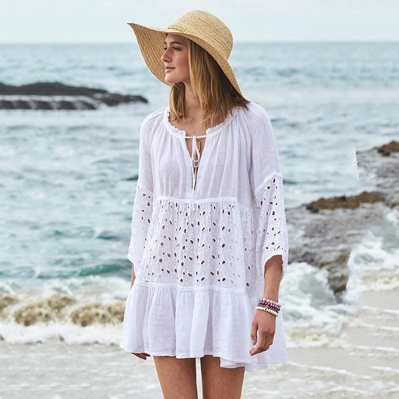Sun Protection Clothing Women Loose Bikini Blouse - AmiraMart