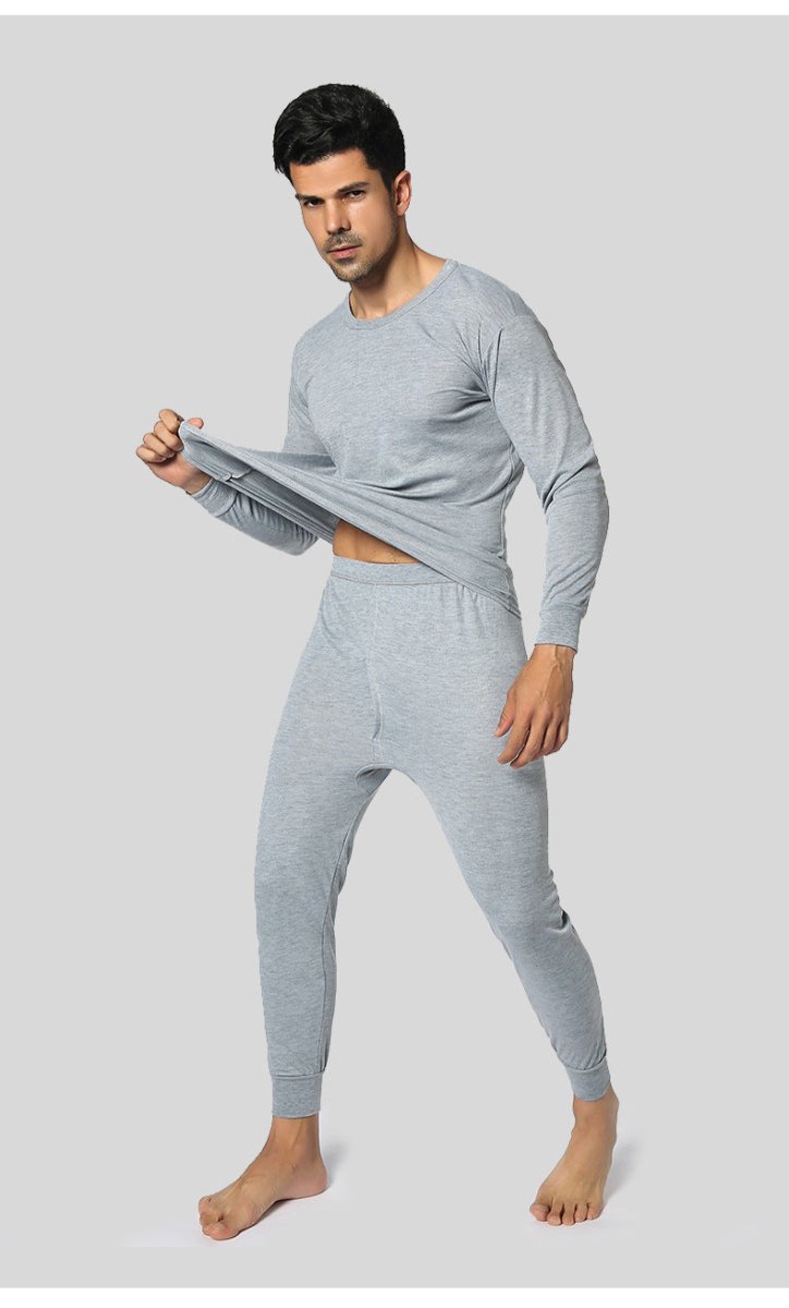 Thermal Underwear Suit Men's Round Neck Polyester Thin Autumn Clothes Winter - AmiraMart