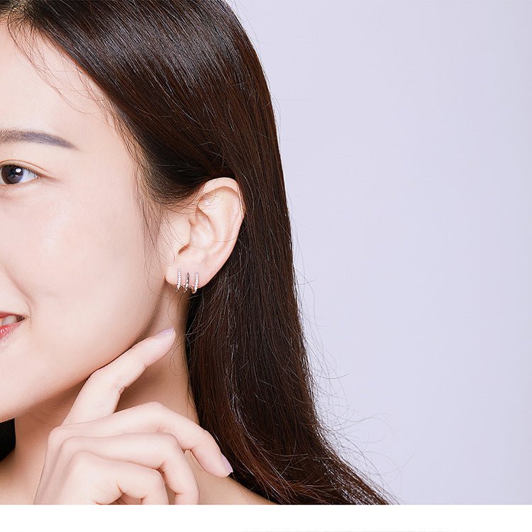 Three - layer silver earrings - AmiraMart