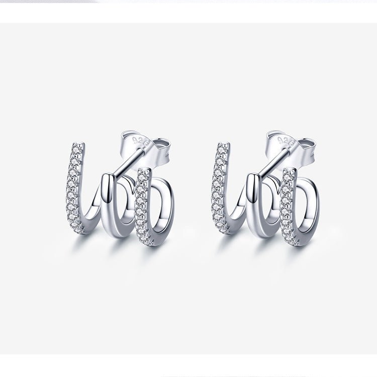 Three - layer silver earrings - AmiraMart