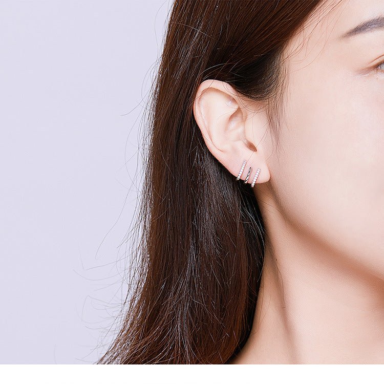 Three - layer silver earrings - AmiraMart